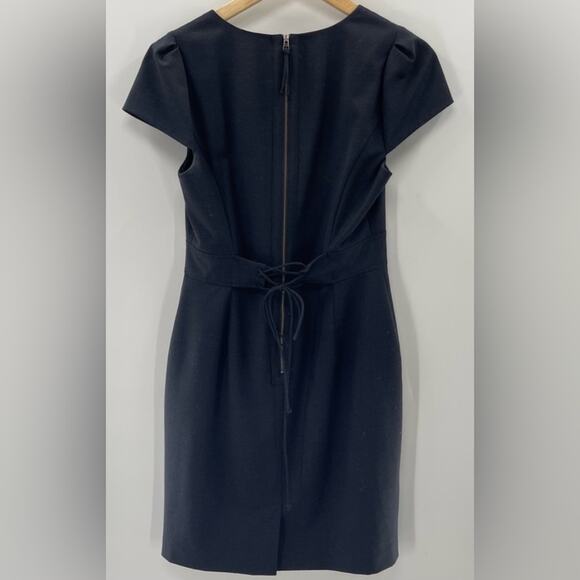 Rebecca Taylor Wool Blend Ruffle Front Tie Back Flattering Mini Dress Size 10 - Picture 5 of 8